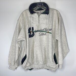 Vintage University of Wisconsin Stout Pullover 1/4 Sweatshirt Size Small
